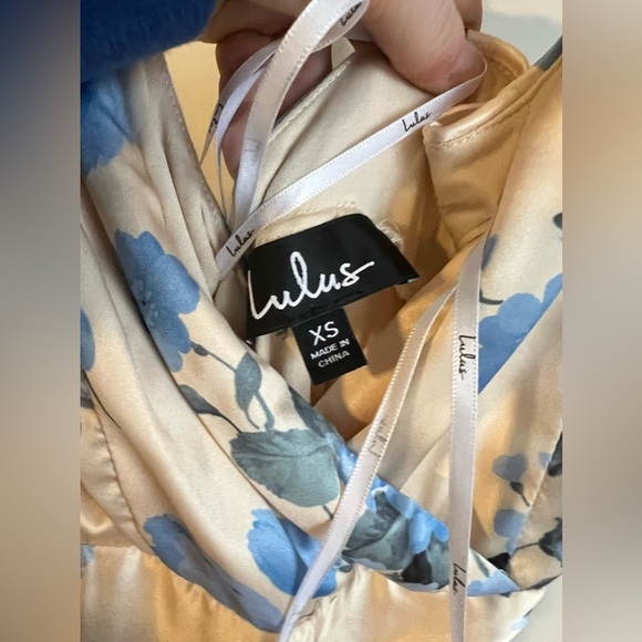 Lulus Overjoyed Champagne Satin Floral Sleeveless Maxi Dress Size XS - Picture 8 of 13